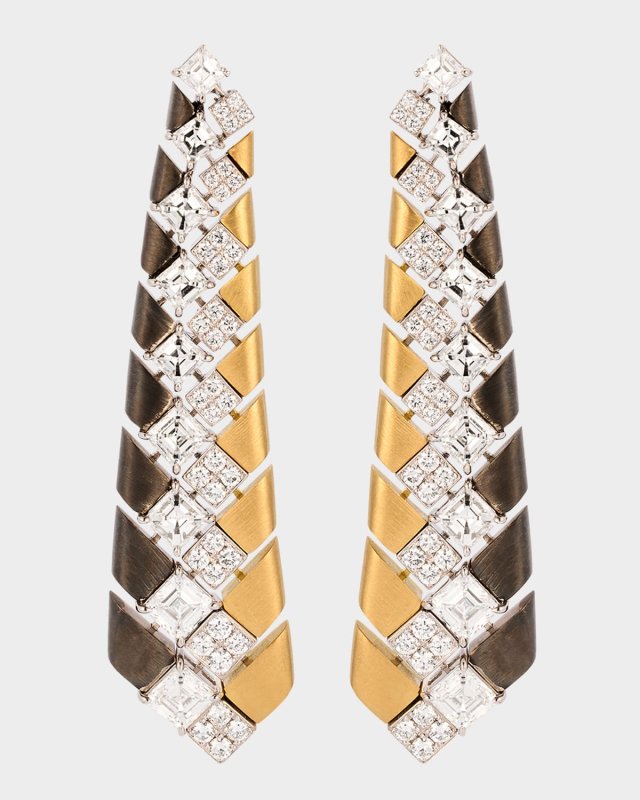 18K Yellow Gold ME Earrings with White Diamonds
